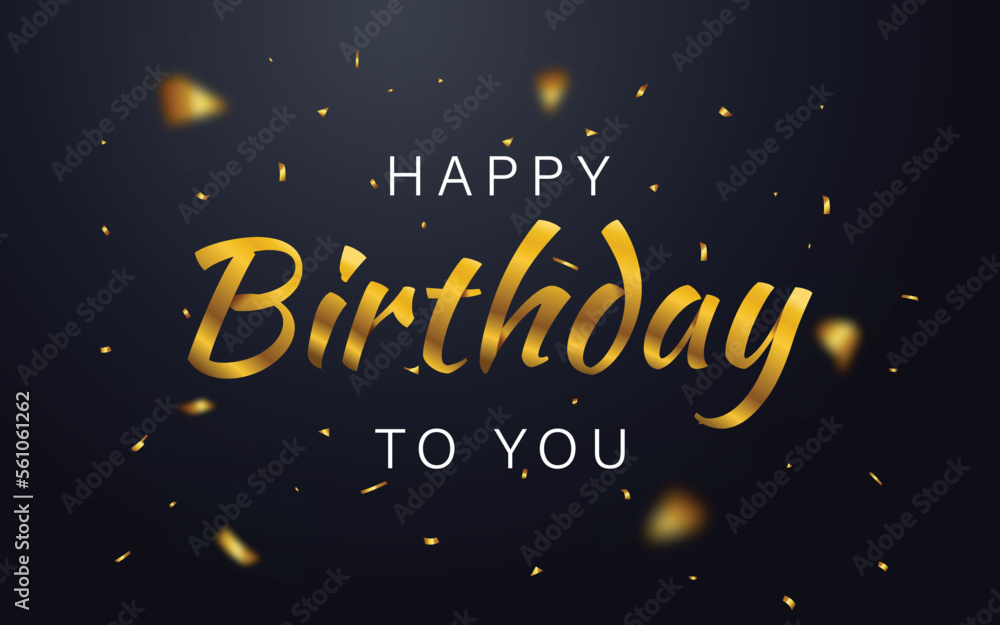 Happy birthday lettering with golden text Happy birthday lettering with golden text