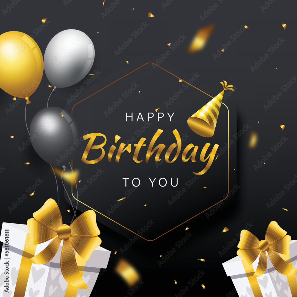 Naklejka premium Luxury golden happy birthday background