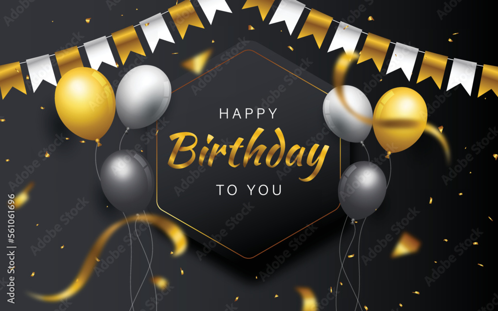 Luxury golden happy birthday background Stock Vector | Adobe Stock