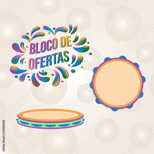 Vetor ilustrativo de folia de carnaval com pandero