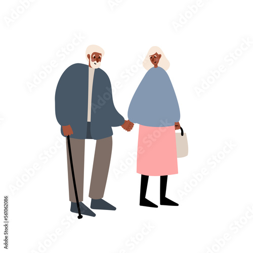 couple love clipart, dancing black people clip art, cute old couple, valentines day vector illustration in flat cartoon style