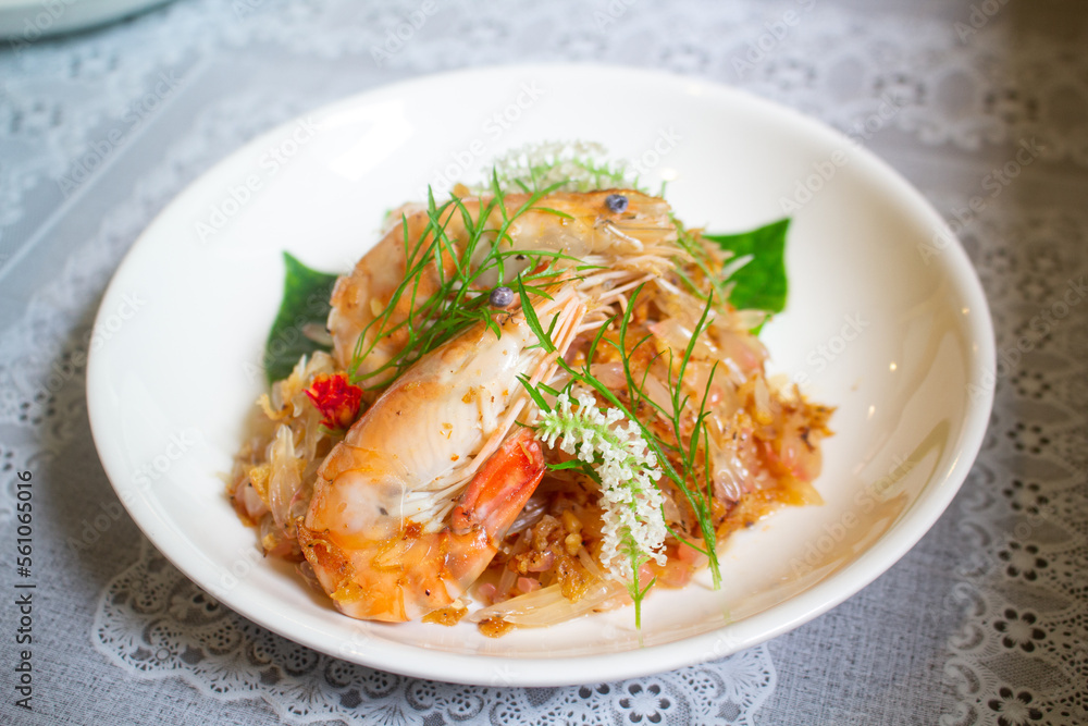 Fresh thai pomelo salad with prawn, Thai food. Fresh thai pomelo salad with prawn, Thai food.