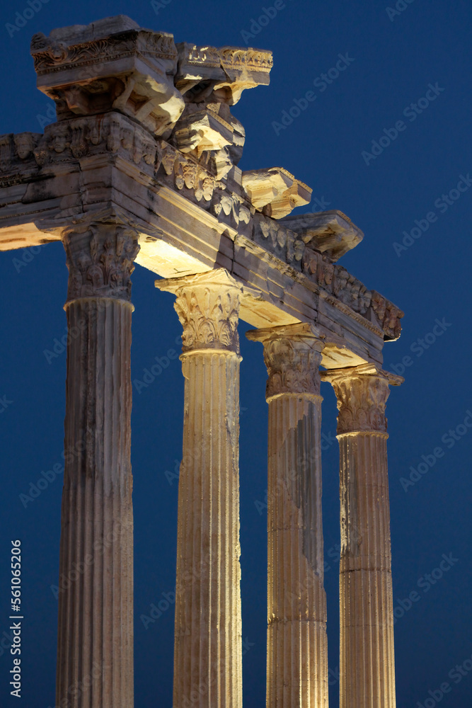 Detail From Temple Of Apollo At Night, Side, Antalya, Turkey