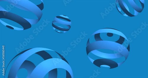 Blue gradation 3d spiral ball pattern background animation