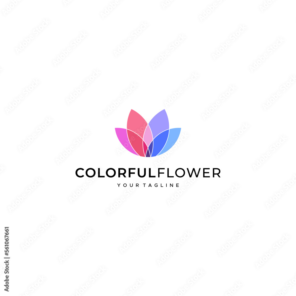 Colorful abstract lotus flower beauty spa salon yoga or cosmetics logo concept