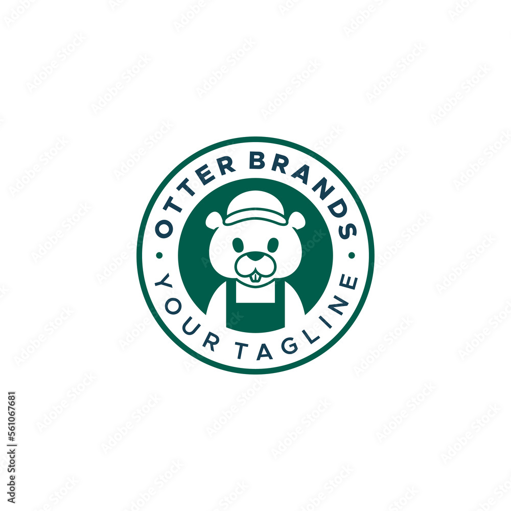 Otter mascot hipster and retro logo badge vector illustration Otter mascot hipster and retro logo badge vector illustration