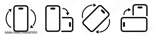 Rotate smartphone icon set. Screen rotation. Device rotation symbol. Horisontal rotation. Vector illustration