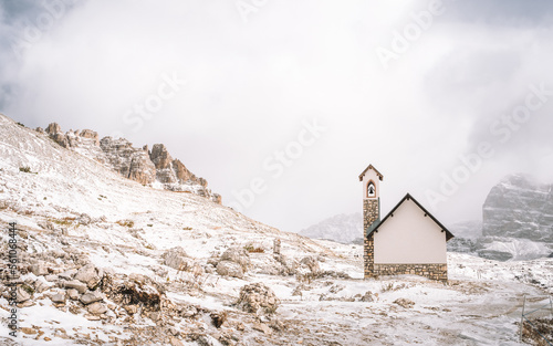 Small Church at Tre Cime Dreizinnen Dolomites South Tyrol Italy photo