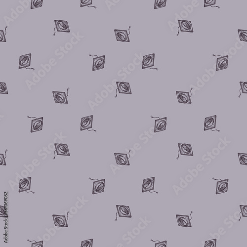Graduate hat engraved seamless pattern. Vintage element education in hand drawn style. Sketch texture for fabric, wallpaper, textile, print, title, wrapping paper. Vector illustration.