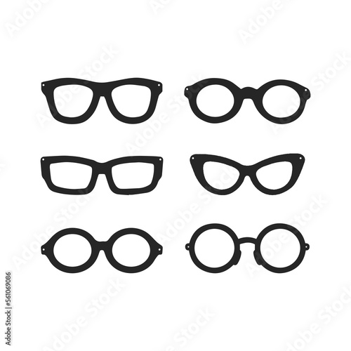 set of black silhouette glasses optic illustration