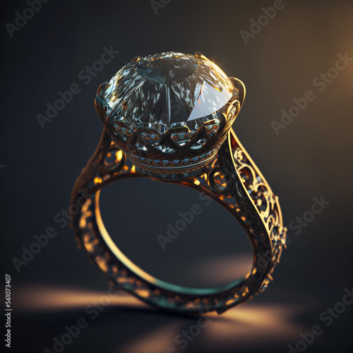 anello di fidanzamento in diamanti e oro photo