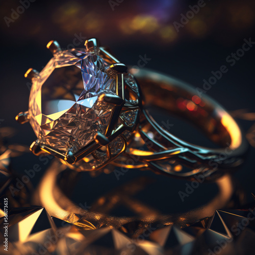 anello di fidanzamento in diamanti e oro photo