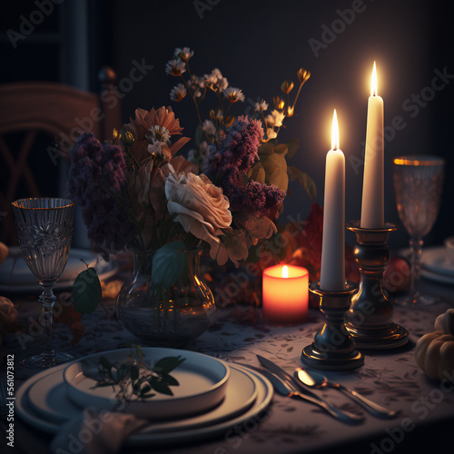 Cena romantica per due a lume di candela photo