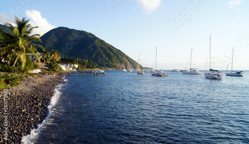 Panoramic of the coast of Roseau, Dominica Island photo