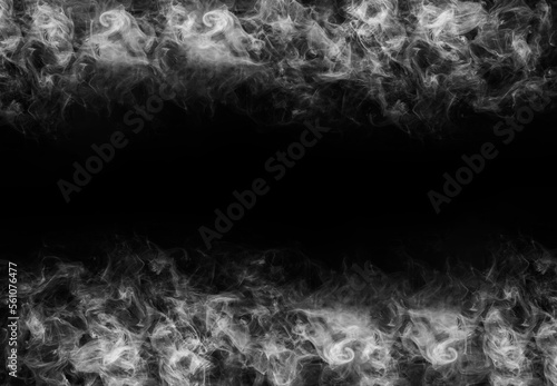 Smoke over black background. Fog or steam abstract texture.