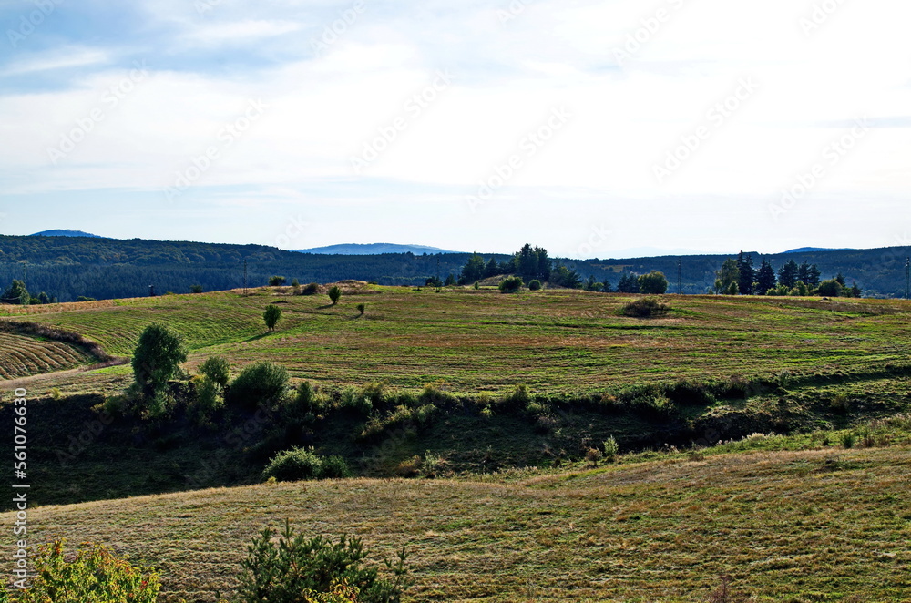 A typical landscape in the Plana mountain of agricultural fields, Bulgaria 