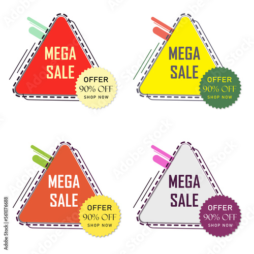 mega sale offer designs unique tiangle based, four different styles photo