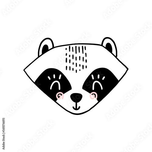 Scandinavian animal face. Nordic cute head. Vector hand drawn face for nurcery print textile