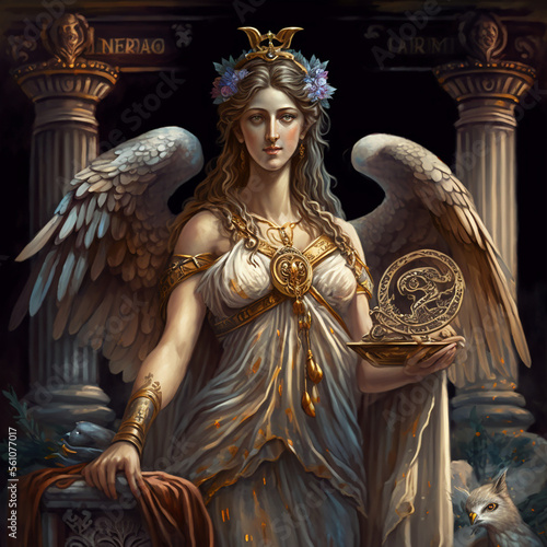 Greek mythology - ancient greek goddess Hera. Created with Generative AI technology.