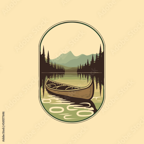mountain lake adventure badge logo vintage style