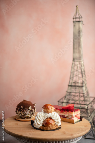 French baked sweets with Eiffel Tower decor
