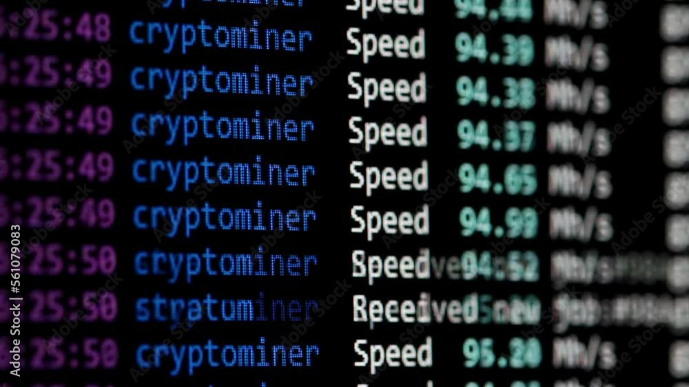 Cryptocurrency mining on a computer screen by a command line interface. Digital code about blockchain tools for mining cryptocurrencies. Cryptocurrency mining on a computer screen by a command line interface. Digital code about blockchain tools for mining cryptocurrencies.