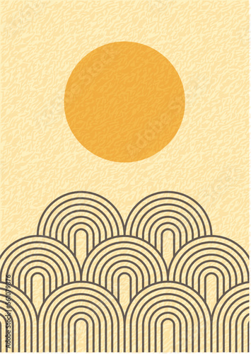 Decorative poster in mid century style. Modern banner