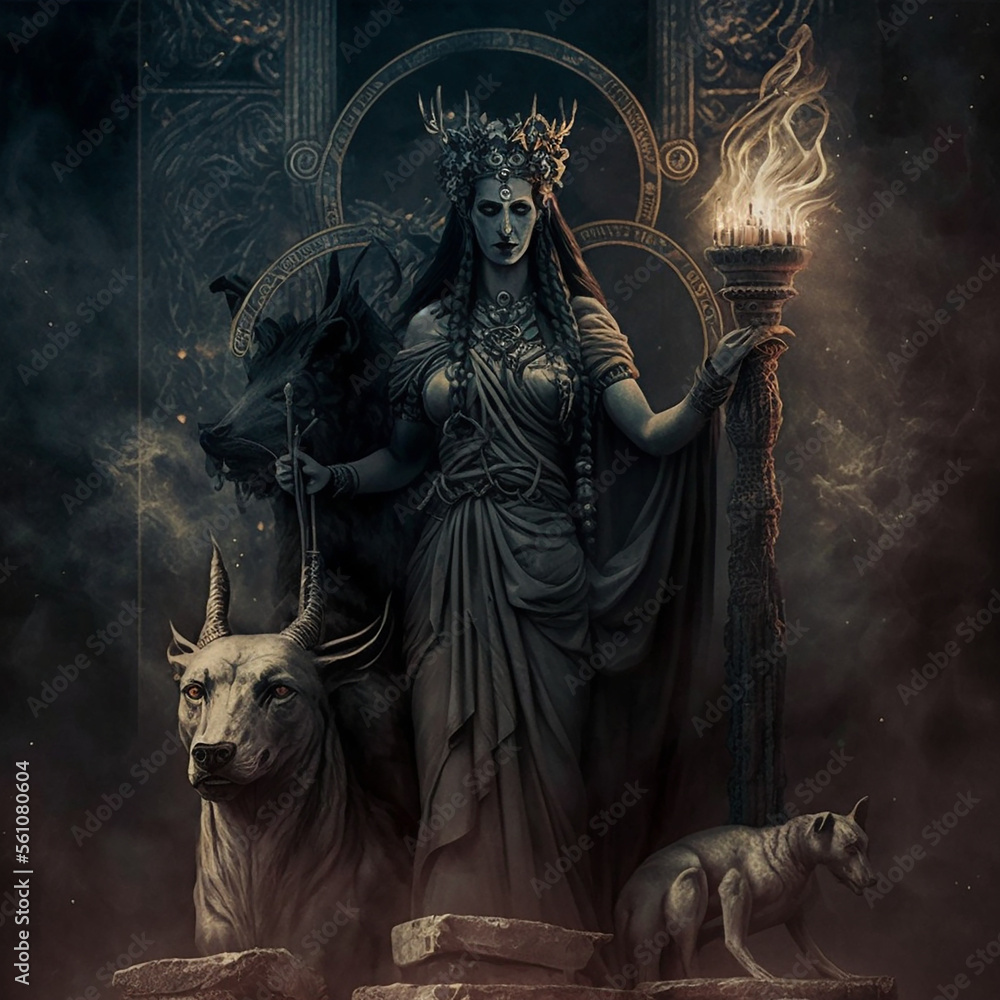 Greek mythology - ancient greek goddess Hecate. Created with Generative ...