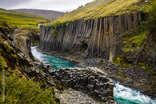 Studlafoss and Studlagil Basalt Rock Columns  Canyon Dramatic Landscape river in Jokuldalur  Iceland