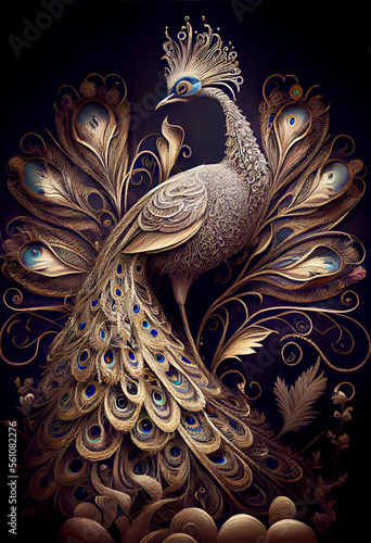 Generative AI abstract render of a peacock