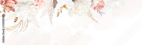 Luxurious beige and orange trendy vector design banner frame