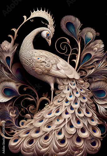 Generative AI abstract render of a peacock