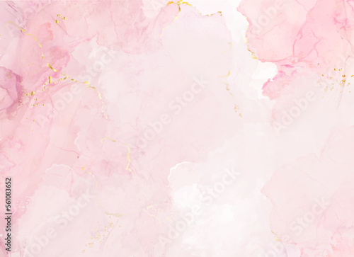 Blush pink watercolor fluid painting vector design card.