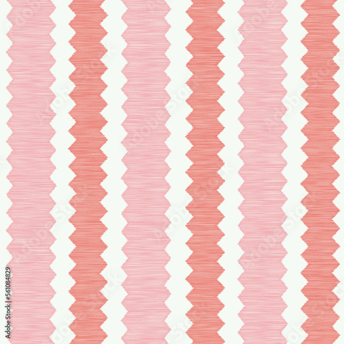 Seamless vector Ikat white pink background fabric pattern stripe zig zag unbalance stripe patterns cute vertical pink red pastel color stripes size grid for valentine day love fabric pattern.