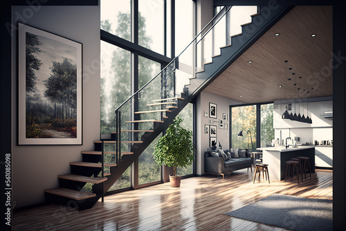 modern house interior design Fototapet