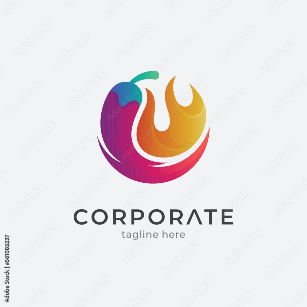 Chili and fire logo design template Chili and fire logo design template