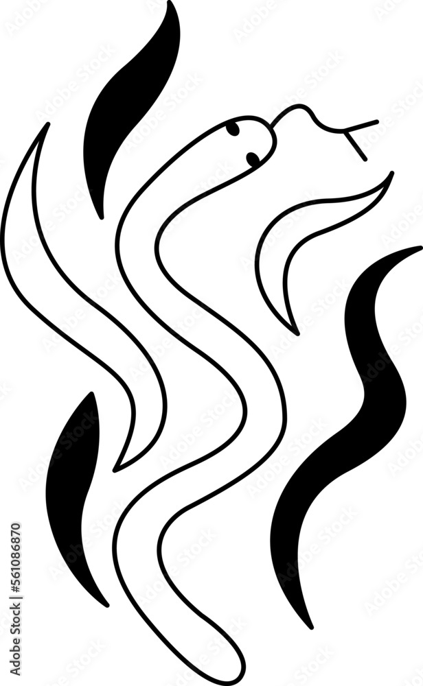 Tattoo snake in the style of the 90s, 2000s. Black and white single object illustration. Tattoo snake in the style of the 90s, 2000s. Black and white single object illustration.