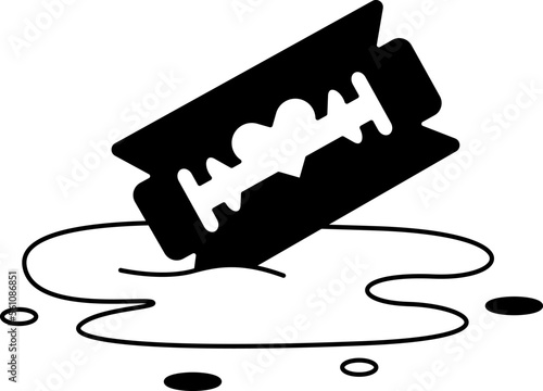 Tattoo razor in the style of the 90s, 2000s. Black and white single object illustration.