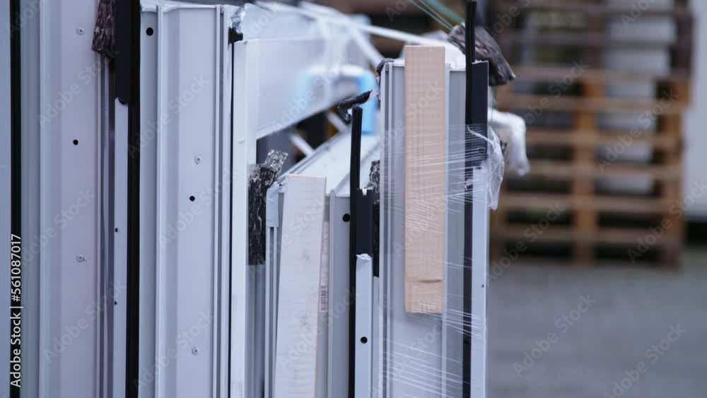 Window frame for shipment in factory. Window frame for shipment in factory.