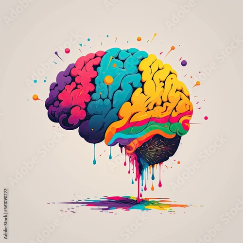 Generative AI illustration of colourful brain