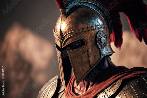 Obraz na plátne Spartan warrior portrait. Generative AI