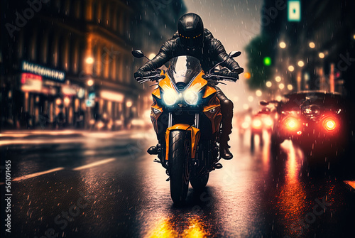 A thrilling high speed motorcycle chase. Made with Generative AI. © AI Movie