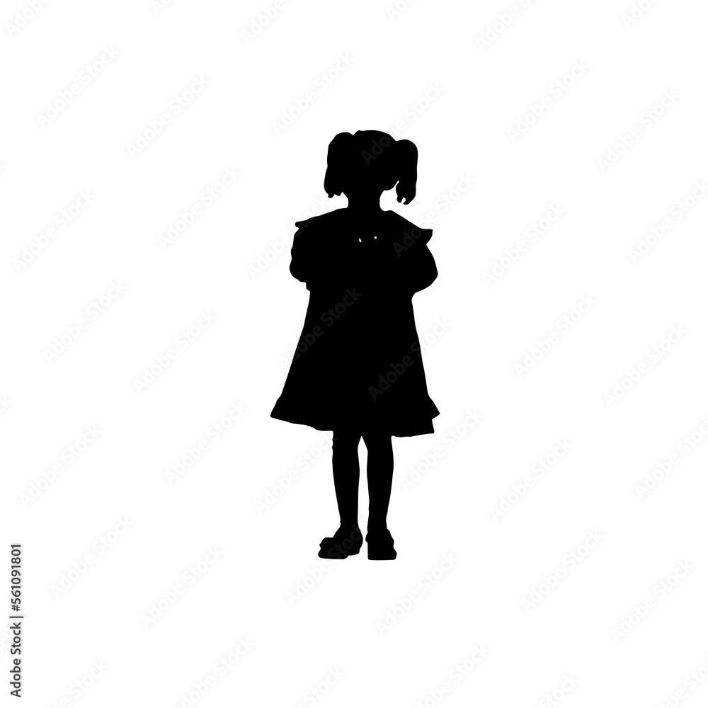 Vector silhouettes of women. Woman portrait shape. Black color on isolated white background. Graphic illustration. EPS10.