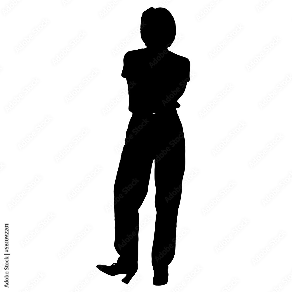 Vector silhouettes of women. Woman portrait shape. Black color on isolated white background. Graphic illustration. EPS10.