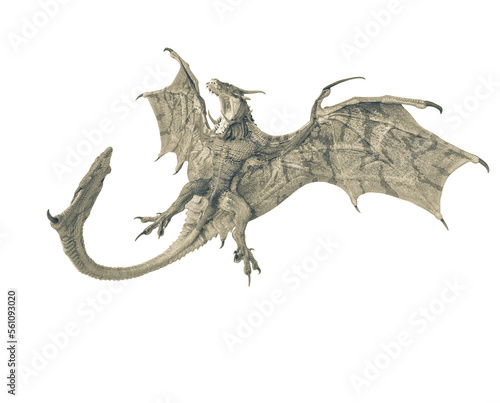 dragon is so angry on white background