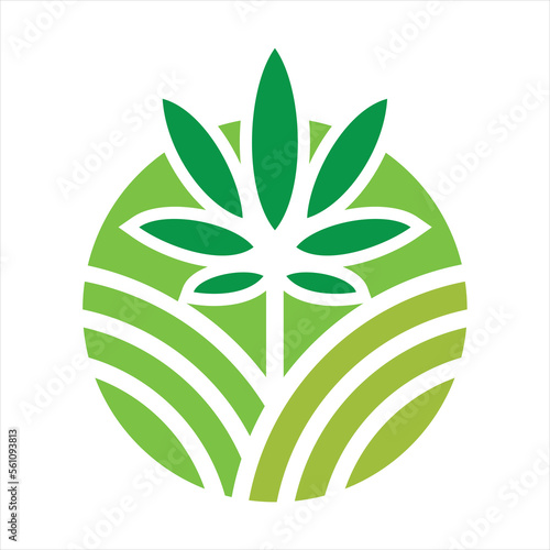 cannabis marijuana tree farm logo badge icon emblem design