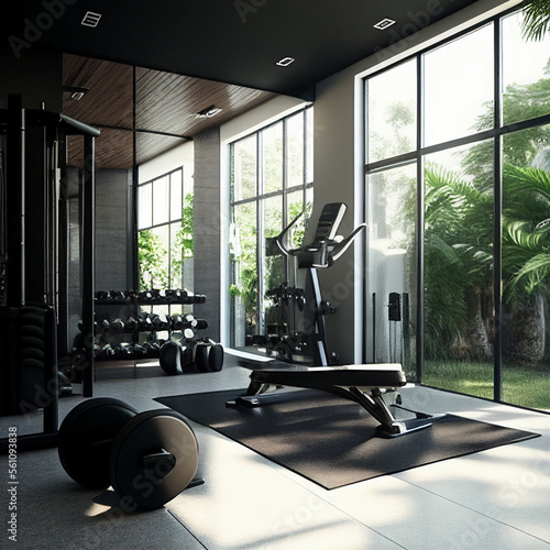 Detailed Fitness Equipment for Working Out In a Vibrant Environment And Background