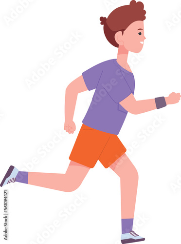 Boy jogging. Kid exercise. Training child running
