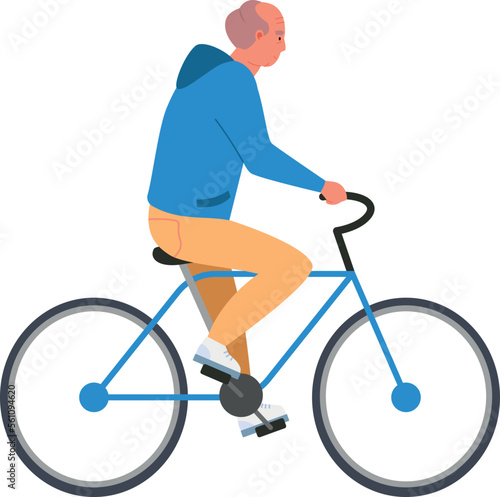 Old man riding bicycle. Active senior lifestyle