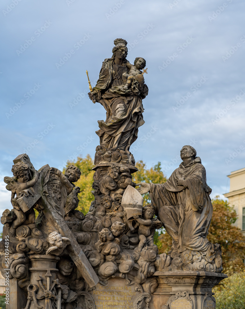 Statues of Madonna and Saint Bernard at Charles Bridge - Prague, Czech Republic